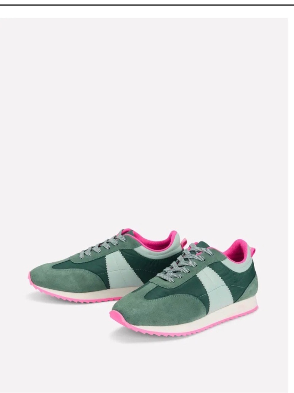 Boden Retro Runner Trainer Green and Pink Retro-Style Women's Sneakers